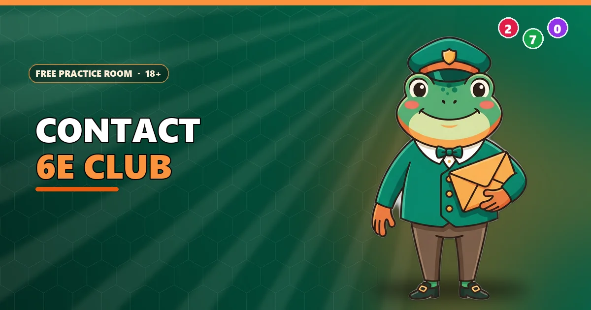 Frog postman carrying an envelope for the Contact 6E Club page