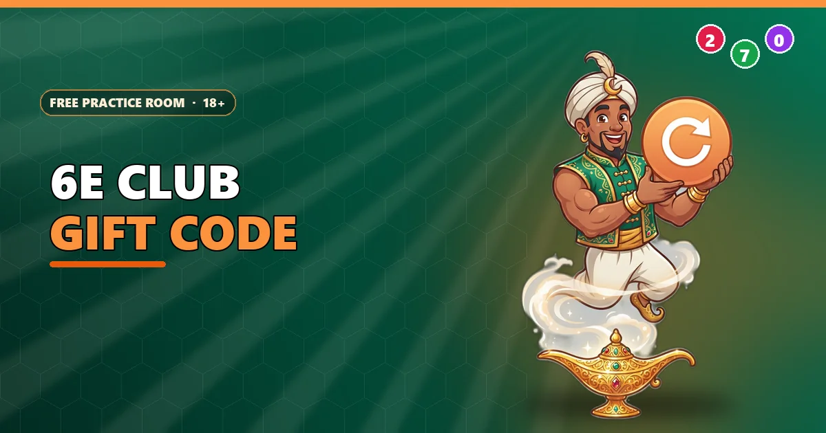 Lamp genie holding a refresh button for the 6E Club gift code guide