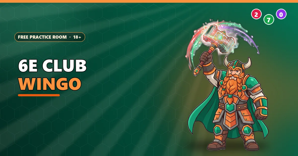 Storm-hammer warrior with red, green and violet sparks on the 6E Club Wingo banner