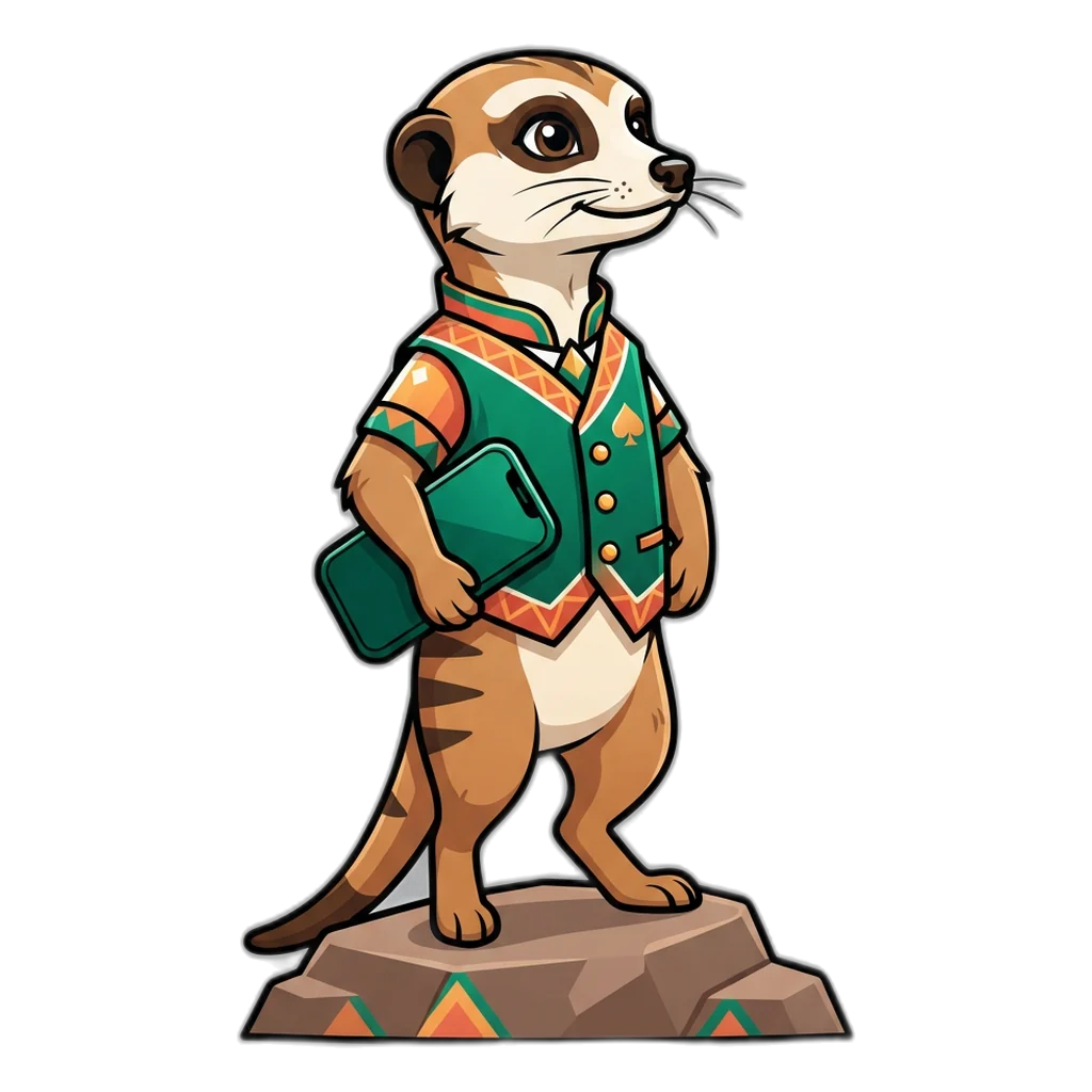 Watchful meerkat standing tall on a rock, scanning for fake app links before tapping anything
