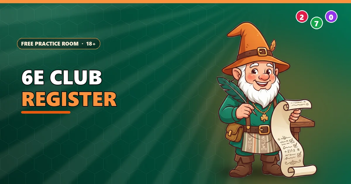 Garden gnome scribe writing a checklist for the 6E Club register page