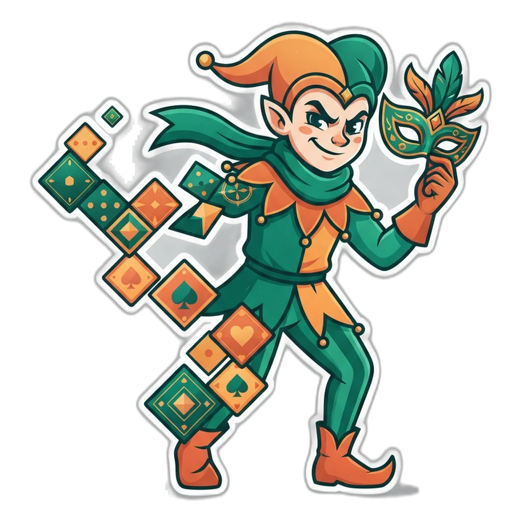 Shape-shifting trickster turning into a zig-zag of Big and Small tiles, a reminder that patterns can deceive